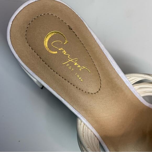 C Comfort White Twist Slide Heeled Sandals - Picture 5 of 7
